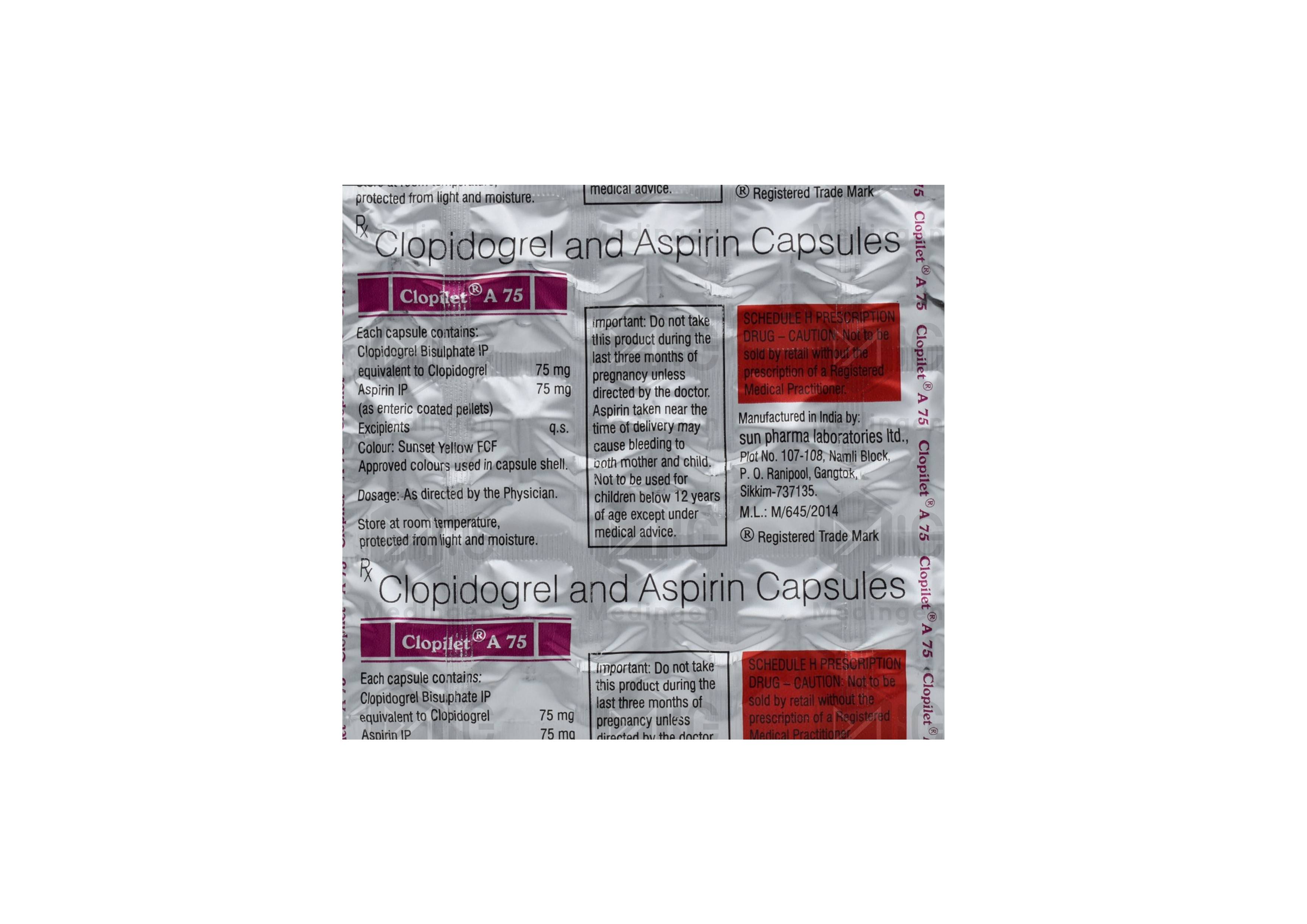CLOPILET A 75MG